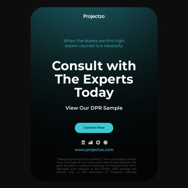 A call-to-action to consult with Projectzo, your expert detailed project report consultant, for high-stakes ventures and project financing needs.