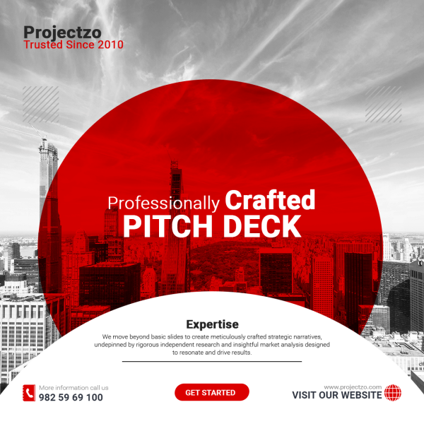 Pitch deck Service, World Class, International Standard Investor Pitch Deck. Expertly Crafted by Projectzo Professionals.